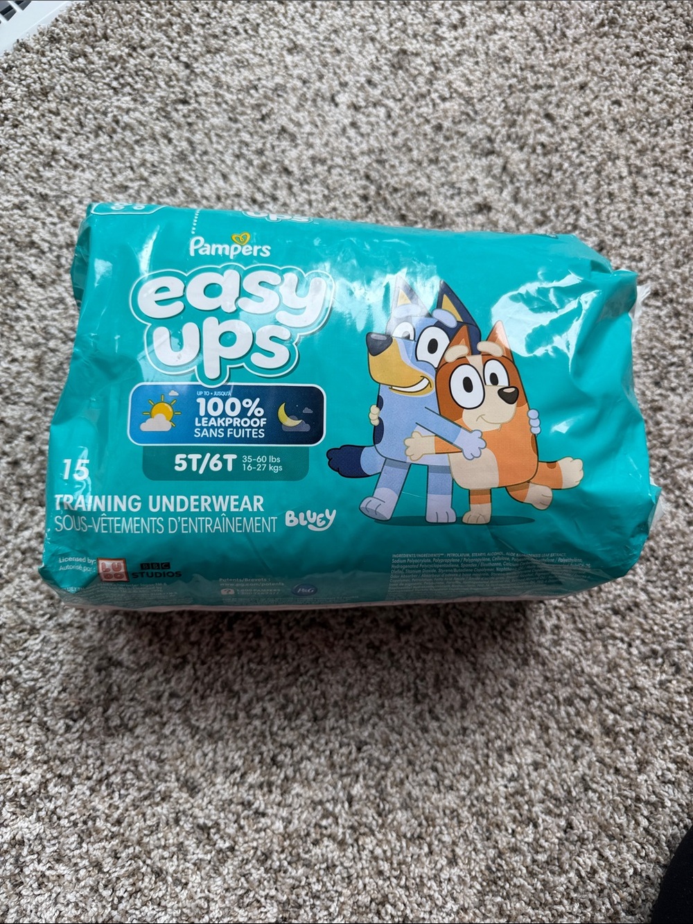 NWT Easy Ups Training Underwear - Teal (Size 5T/6T) Bluey